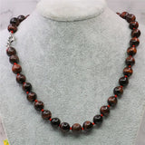 Natural Red Tiger Eye Stone Round Beads Necklace 18inch