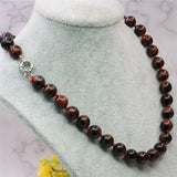 Natural Red Tiger Eye Stone Round Beads Necklace 18inch