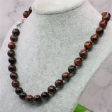 Natural Red Tiger Eye Stone Round Beads Necklace 18inch