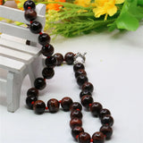 Natural Red Tiger Eye Stone Round Beads Necklace 18inch