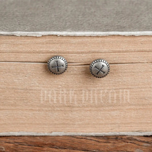 925 Silver Cross Stud Earrings Retro Punk Rock Jewelry