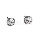 925 Silver Cross Stud Earrings Retro Punk Rock Jewelry