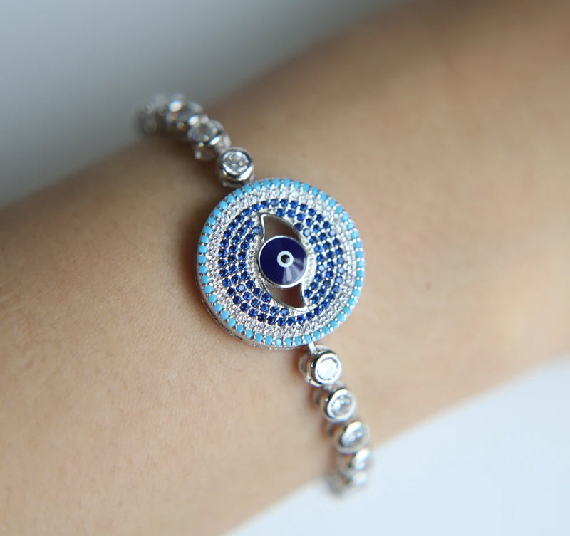 Marquise Bracelet Evil Eye Link Chain Adjustable Bracelet