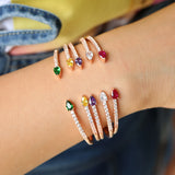 Hot European Rose CZ Crystal Bangle Charm Bracelet For Women