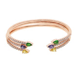 Hot European Rose CZ Crystal Bangle Charm Bracelet For Women