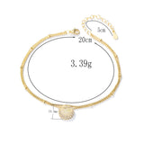 S925 Shell Zircon Double Chain Anklet for Women Girls Beach Charm Anklet