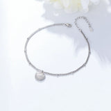 S925 Shell Zircon Double Chain Anklet for Women Girls Beach Charm Anklet
