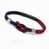 925 Silver Sterling Prayer Buddhism Bracelet Double Knot Woven Amulet