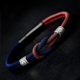 925 Silver Sterling Prayer Buddhism Bracelet Double Knot Woven Amulet
