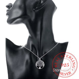Tree of Life Crystal Pendant Necklace 925 Sterling Silver Women Jewelry