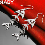 925 Silver Fish Bone Long Drop Earrings Wedding Party Jewelry Gift