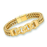 Punk Skull Bracelet Stainless Steel Metal Braided Double Buckle