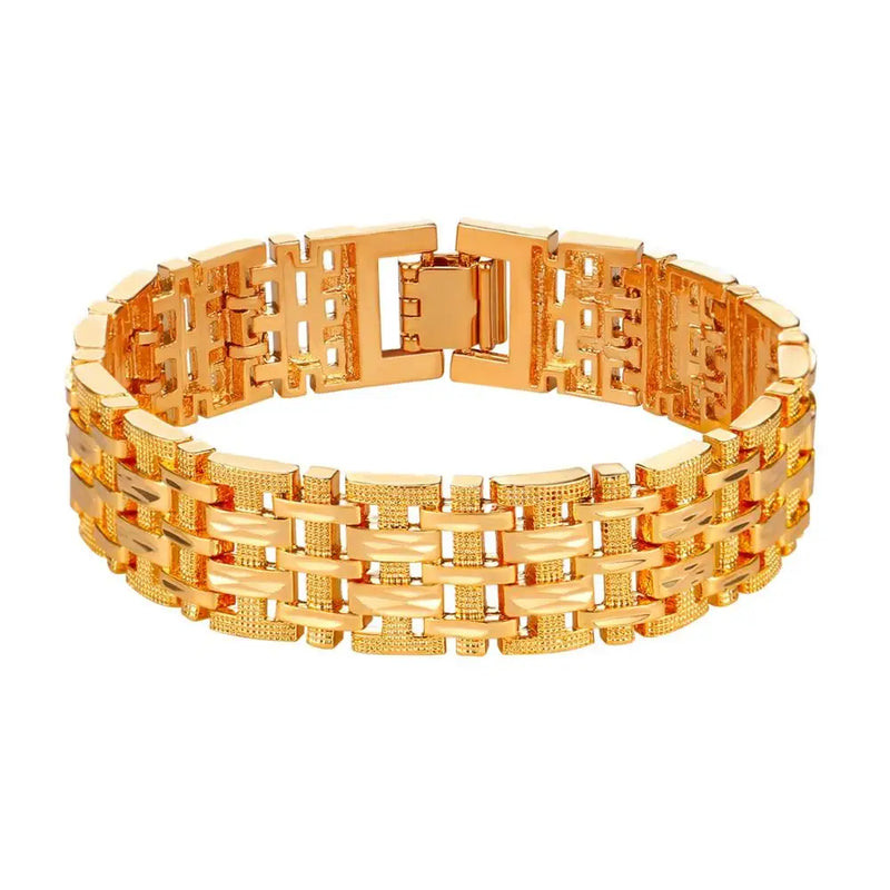 Stylish 15MM Chain Link Bracelet Gold/Silver H2488