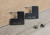 Gothic Punk Women Square Stud Earrings 925 Sterling Silver Party Jewelry