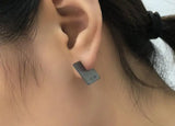 Gothic Punk Women Square Stud Earrings 925 Sterling Silver Party Jewelry
