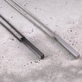 Rectangle Pendant Necklace Men Stainless Steel Cuban Chain