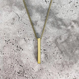Rectangle Pendant Necklace Men Stainless Steel Cuban Chain