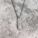 Rectangle Pendant Necklace Men Stainless Steel Cuban Chain