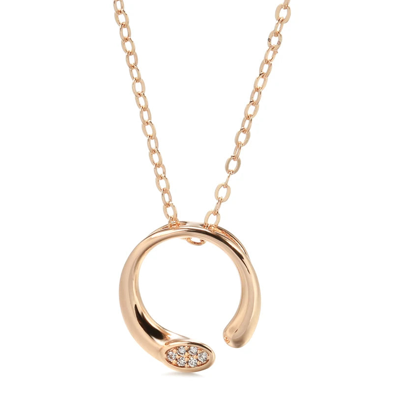 Unique Natural Zircon Necklace 585 Rose Bridal Wedding High Daily Jewelry