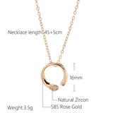 Unique Natural Zircon Necklace 585 Rose Bridal Wedding High Daily Jewelry