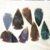 Indian Agates Charm Pendant for Necklace Arrow Head Natural Stone 6pcs