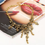 Vintage Halloween Party Skull Pendant Choker Necklace Gold/Silver Jewelry
