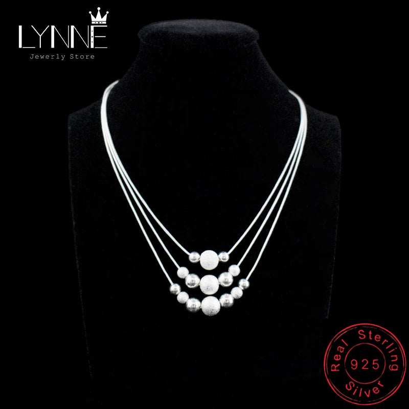 Vintage Sphere Pendant Necklace 925 Sterling Silver Multilayer Small Round Ball