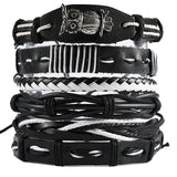 Vintage Men's Leather Bracelet Charm Hand Rope Bracelet for Men