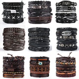 Vintage Men's Leather Bracelet Charm Hand Rope Bracelet for Men