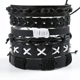 Vintage Men's Leather Bracelet Charm Hand Rope Bracelet for Men