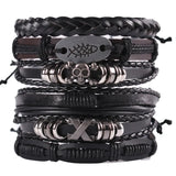 Vintage Men's Leather Bracelet Charm Hand Rope Bracelet for Men