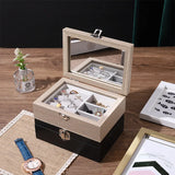 Vintage Wooden Jewelry Display Organizer Box Tray Holder