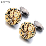 Stainless Steel Steampunk Gear Watch Mechanism Cufflinks