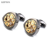 Stainless Steel Steampunk Gear Watch Mechanism Cufflinks