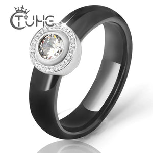 Hot 6mm Ceramic Rings For Women Stainless Steel Circle Ring Wedding Jewelry