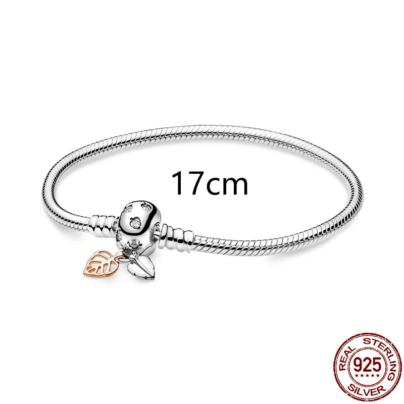 925 Sterling Silver Heart Snake Chain Bracelet for Women