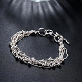 925 Silver Five-line Tassel Beads Chain Bracelet for Women