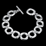 Hot Square Circle Chain 925 Sterling Silver Bracelets Wedding Party Jewelry