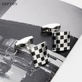 Enamel Square Cufflinks for Men Wedding Groom Shirt Cuffs
