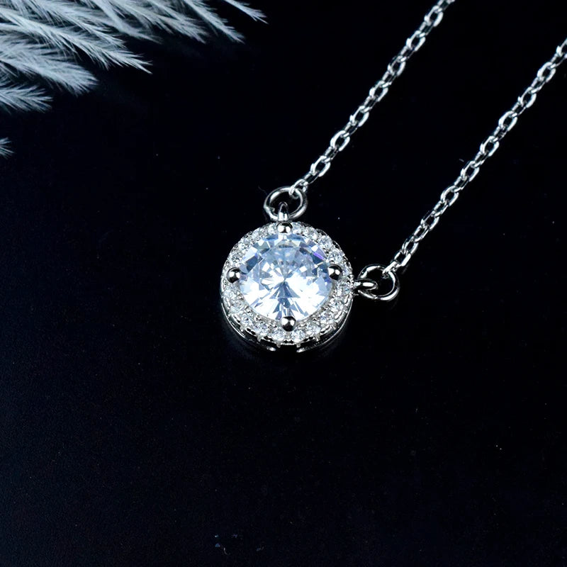 925 Sterling Silver Mosangstone Pendant Necklace for Women