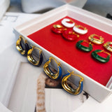 Colorful Flower Basket Round Earrings for Women