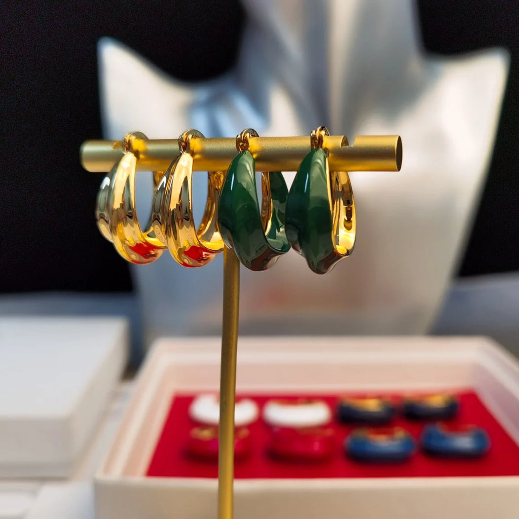 Colorful Flower Basket Round Earrings for Women