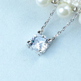 Square Wedding Jewelry Set, Heart Pendant Necklace, 925 Sterling Silver Gift