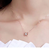 Square Wedding Jewelry Set, Heart Pendant Necklace, 925 Sterling Silver Gift