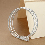 925 Sterling Silver Three Circles Bangles Bracelets for Women Wedding Jewelry