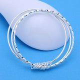 925 Sterling Silver Three Circles Bangles Bracelets for Women Wedding Jewelry