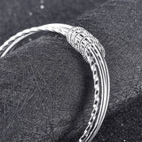 925 Sterling Silver Three Circles Bangles Bracelets for Women Wedding Jewelry