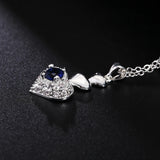 925 Silver Crystal Heart Pendant Necklace Women Wedding Party Jewelry