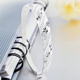 925 Sterling Silver Snowflake Star Bangles for Women
