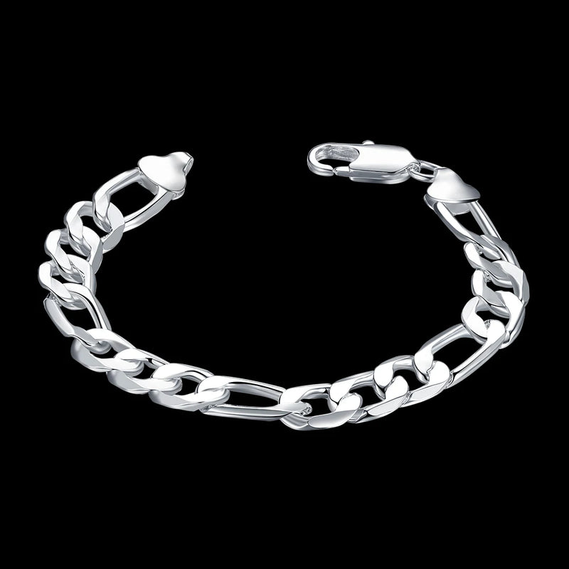 925 Silver 10MM Geometry Bracelet for Women Party Wedding Jewelry